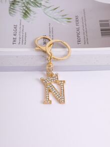 Chữ cái Hình dạng Pha lê Cặp đôi Móc chìa khóa , Cá nhân hóa Tên Vòng treo chìa khóa - Vàng - Xem 1