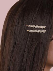 2个/4个/8个/10个装玫瑰金极简水晶发夹，金色发饰爪夹，发卡，校园用品，派对造型，发饰