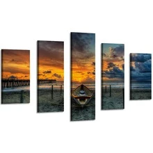 5入組日落海灘山水鑽石藝術繪畫成套工具,充分鑽頭墻面裝飾工藝DIY寶石藝術水鑽繪畫適用於成年人 - 彩色 - 查看 5