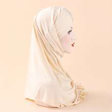 1入組女士素色彩色閃閃發光圍巾髮箍 - 米色 - 查看 2