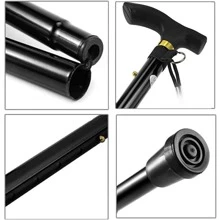 1支折叠式登山杖 便携式手杖 徒步杖 男女通用 高度可调节 旅行配件 老年人平衡辅助器 - 黑色 - 查看 2