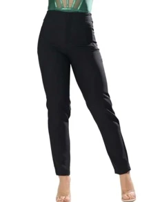 Pantalon de pinzas para dama - Negro - Ver 5