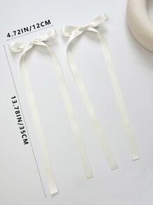 2pcs Solid Bow Decor Hair Clip For Back To School Cute Valentine's Day Valentines - Beige - View 4