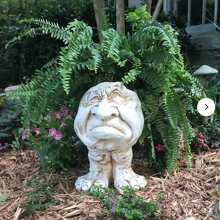 A創意搞笑臉部雕塑花盆,搞笑表情戶外花園花園花盆,樹脂手工藝裝飾用品 - 白色 - 查看 10