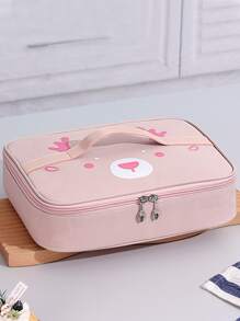 Cartoon Handheld Lunch Bag, Student Lunch Box Bag, Oxford Cloth Insulated Lunch Tote 1pc - Pink - View 3