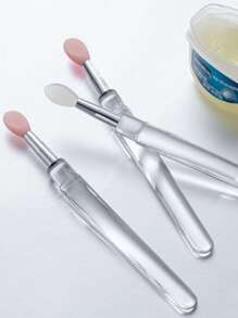 Lip Brush,3Pcs Silicone Covered Lip Brush, Portable Lipstick Brush Cosmetic Brush Makeup Tools