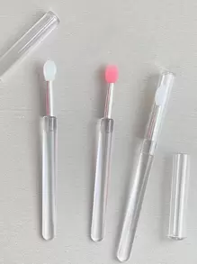 Lip Brush,3Pcs Silicone Covered Lip Brush, Portable Lipstick Brush Cosmetic Brush Makeup Tools