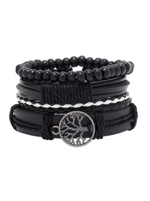 4pcs/set Vintage Braided Combination For Boys - Black - View 3