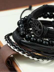 4pcs/set Vintage Braided Combination For Boys - Black - View 2