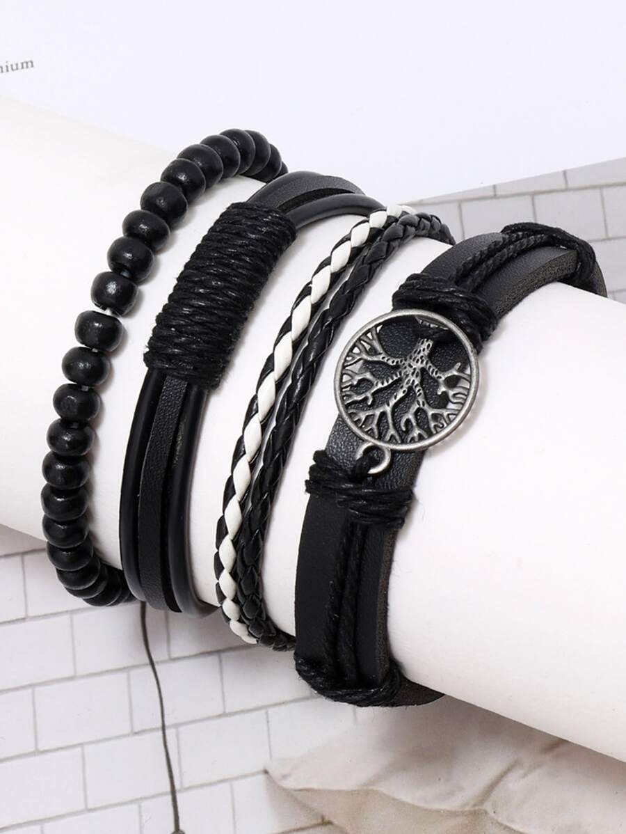 4pcs/set Vintage Braided Combination For Boys - Black - View 1