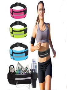 1入組黑色戶外運動腰包,中性健身跑步腰包,防水手機收納袋 - 黑色 - 查看 2