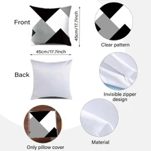 1pc Nordic Style Geometric Color Block Pattern Cushion Cover For Sofa, Car, Bed, Modern Home Decoration - Multicolor - View 2