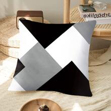 1pc Nordic Style Geometric Color Block Pattern Cushion Cover For Sofa, Car, Bed, Modern Home Decoration - Multicolor - View 4