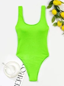 Áo tắm nữ phong cách Âu Mỹ mới, Đồ bơi hở lưng rộng có độ co giãn cao gợi cảm, Bộ đồ tắm giảm béo đầy màu sắc - Màu xanh chanh - Xem 4