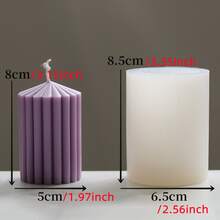 1 pieza creativo cilindro de rayas Molde de silicona para aromaterapia Vela haciendo , grueso dentado Top Molde de vela - Blanco - Ver 7