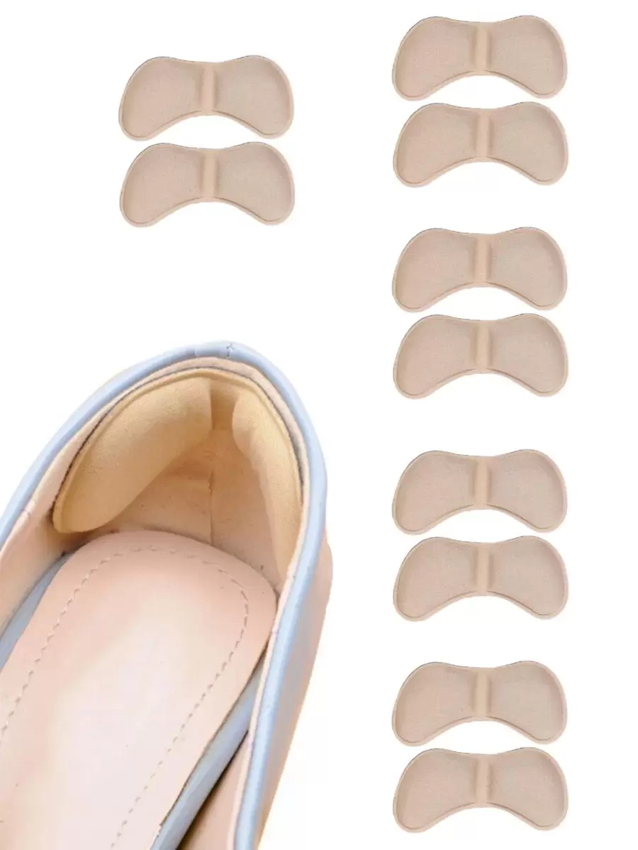 蝴蝶形防磨跟墊，5對/8對/3對，厚款隱形鞋跟墊，防止鞋子磨損滑落，高跟鞋配件，半尺碼插墊 - 米色 - 查看 1
