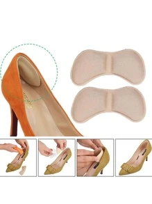 蝴蝶形防磨跟墊，5對/8對/3對，厚款隱形鞋跟墊，防止鞋子磨損滑落，高跟鞋配件，半尺碼插墊 - 米色 - 查看 3