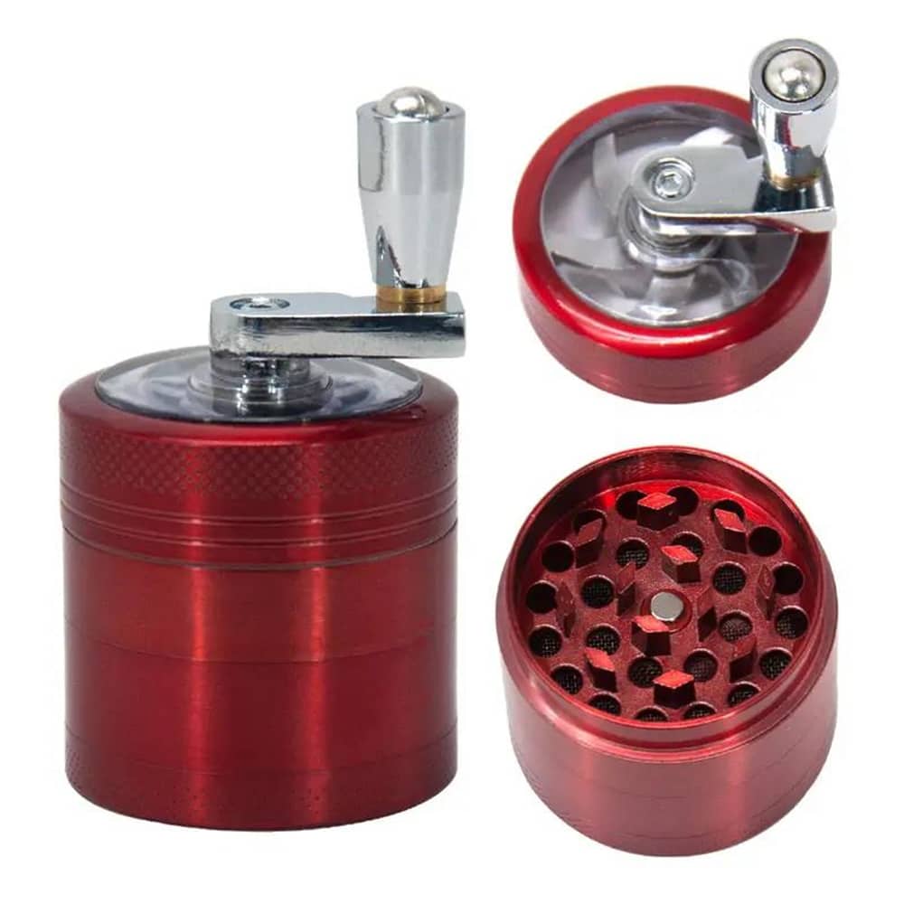 1pc Fourlayer Manual Zinc Alloy Tobacco Grinder With Handle Herb