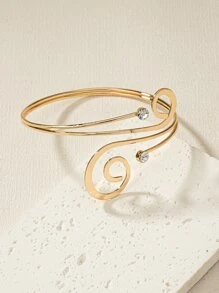 1入組歐美風格簡約風女士們鑲嵌可調節螺旋臂環