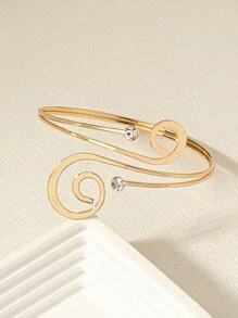 1入組歐美風格簡約風女士們鑲嵌可調節螺旋臂環