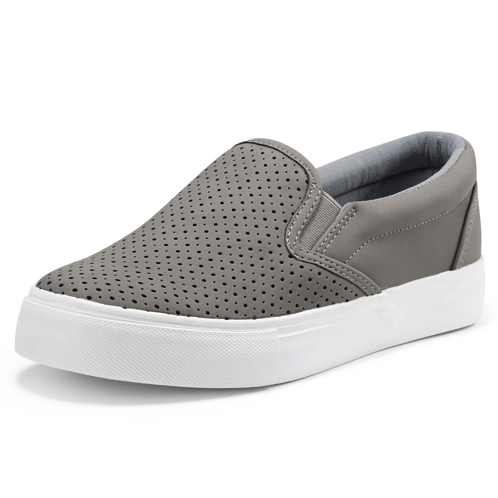 JENN ARDOR Women's Slip On Sneakers Fashion Flats Comfortable Casual Walking Shoes - 灰色 - 查看 1