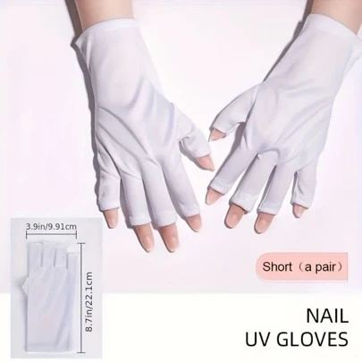 XEIJAYI Găng tay ngắn màu trắng, không ngón, chống tia UV, bảo vệ da tay hiệu quả, thích hợp sử dụng với đèn làm móng hoặc tiếp xúc với ánh nắng mặt trời, phù hợp cho phụ nữ sử dụng tại nhà, có thể dùng để đựng dụng cụ làm móng, dụng cụ nghệ thuật làm móng, dụng cụ trang trí móng, sản phẩm làm móng và dụng cụ dán móng trong mùa tựu trường.