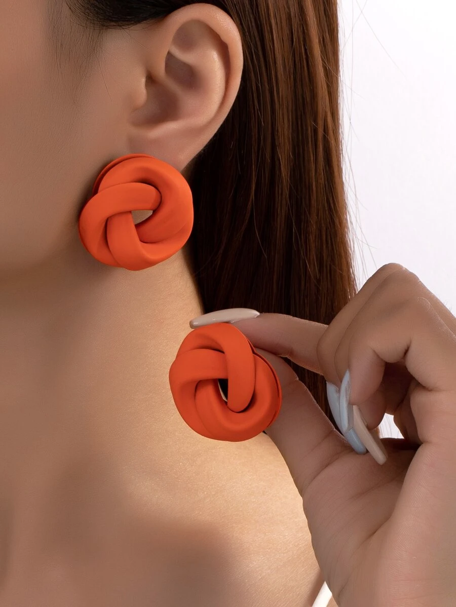 1 par Pendientes geométricos de accesorio esmalte - Naranja - Ver 1