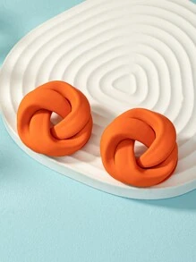 1 par Pendientes geométricos de accesorio esmalte - Naranja - Ver 2