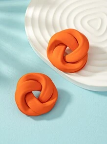 1 par Pendientes geométricos de accesorio esmalte - Naranja - Ver 3