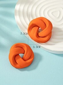 1 par Pendientes geométricos de accesorio esmalte - Naranja - Ver 6