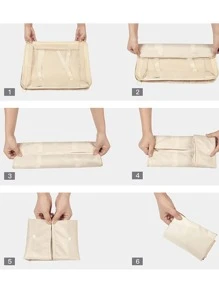 7 件套行李箱收纳袋，旅行行李收纳袋，带洗衣袋、压缩收纳鞋袋、服装内衣袋，男女通用旅行收纳袋、化妆包、化妆袋、度假收纳袋、大容量化妆品收纳袋化妆盒，可装口红、刷子、护肤品、手机、硬币、小物件，适用于家居、礼品、度假和节日万圣节圣诞节多功能用途，波西米亚风 - 米色 - 查看 6