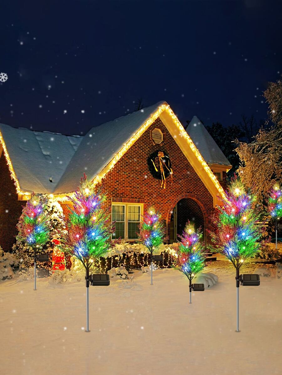 1 件套太阳能草坪灯，现代树形设计防水太阳能花园路径灯，户外花园照明，适用于路径、庭院、露台