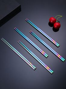 1双全息不锈钢筷子，渐变色筷子，适用于餐饮、厨房、圣诞礼物、学校用品 - 彩色 - 查看 3