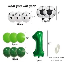 21入組足球設計乳膠氣球,編號氣球套裝,完美適用於嬰兒生日派對,畢業慶典,節日蒐集,場景裝飾用品 - 綠色 - 查看 4
