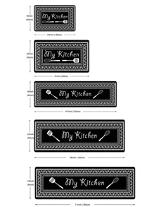 1 Tấm Thảm Nhà Bếp Họa Tiết Hình Học, Thảm Lót Sàn Polyester Hiện Đại Cho Gia Đình - Đen và trắng - Xem 2