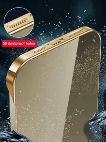 1 pieza Funda protectora para teléfono sin marco y semirrígida, con acabado electrolítico, compatible con iPhone 16/11, 15 Pro Max, 14 Pro Max - Dorado - Ver 5