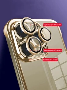 1 pieza Funda protectora para teléfono sin marco y semirrígida, con acabado electrolítico, compatible con iPhone 16/11, 15 Pro Max, 14 Pro Max - Dorado - Ver 3