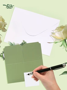 1入組花朵圖案彈出式卡生日媽媽們畢業結婚紀念日禮品卡明信片 - 綠色 - 查看 3