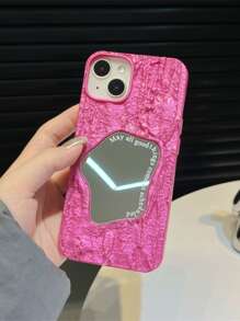 Crinkle Rock Texture Geometric Pattern Phone Case Compatible With IPhone 17, 17 Pro Max, 16, Pro, 15 Plus, 14 Pro Max, 13, 12, 11 - Hot Pink - View 1
