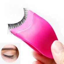 1 Miếng Lông mi giả Nhựa Dây da roi Applicator Nhíp Công cụ trang điểm - Màu Hồng Tươi - Xem 1