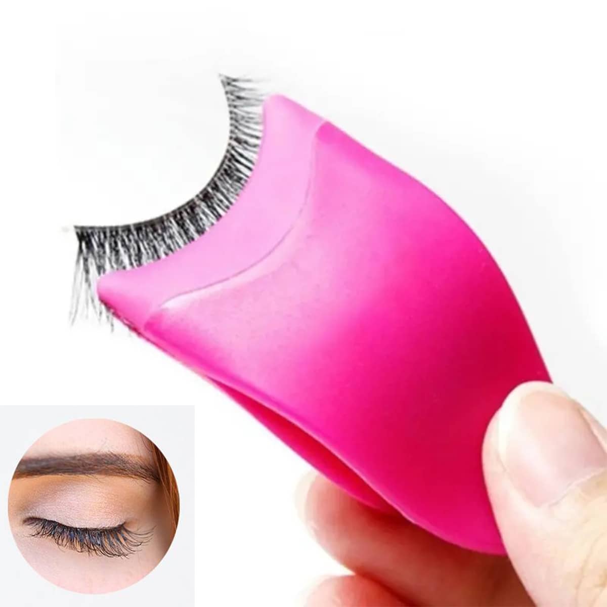 1 Miếng Lông mi giả Nhựa Dây da roi Applicator Nhíp Công cụ trang điểm - Màu Hồng Tươi - Xem 1