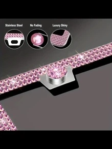 水鑽裝飾不銹鋼汽車牌照架 - 粉色 - 查看 6