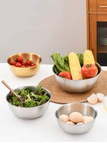 1pc, Stainless Steel Mixing Bowl, Kitchen Gadgets, Kitchen Stuff, Kitchen Accessories, Home Kitchen Items - Silver - View 3