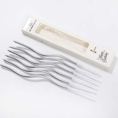 6入組/套彩色曲綫生日蛋糕蠟燭