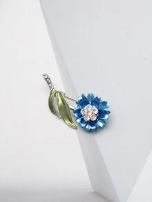 藍色的花琺瑯胸針小可愛植物胸針適合女士女孩 - 小藍花 - 查看 3