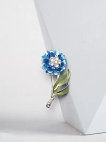 藍色的花琺瑯胸針小可愛植物胸針適合女士女孩 - 小藍花 - 查看 4