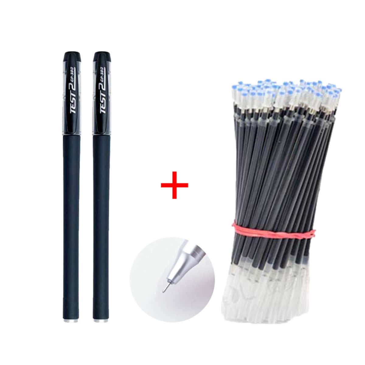 22入組/套2黑色鋼筆,20黑色筆芯 - 杏色 - 查看 1