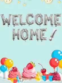 16英寸鋁膜歡迎家庭字母小氣球,家庭派對裝飾氣球,返校裝飾小氣球 - 銀色 - 查看 1