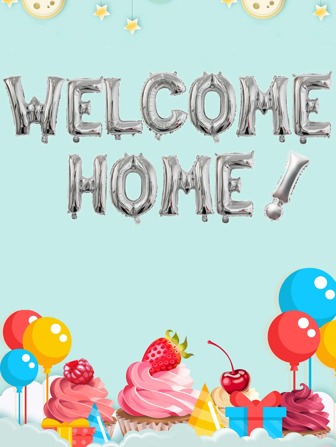 Globo decorativo 16 pulgadas película de aluminio bienvenido casa con letra globo , familia fiesta , decoración de regreso a escuela globo