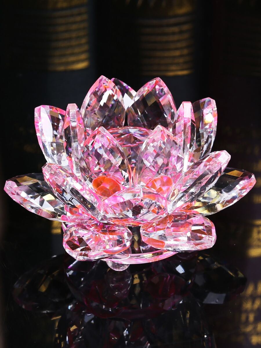 1入組粉色水晶蓮花裝飾件 - 粉色 - 查看 1